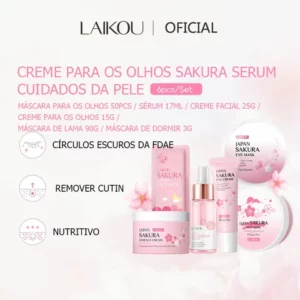 LAIKOU Sakura Soro Brilhante Creme Hidratante Reduzir Sacos De Olhos Iluminar Ponto Escuro Conjunto 6pcs