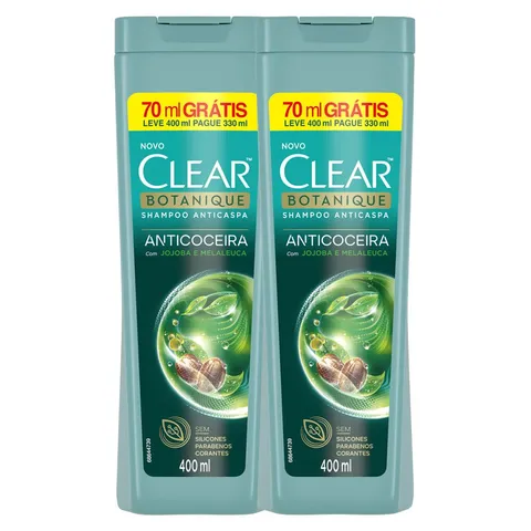 Kit 2X Shampoo Clear Anticaspa e Anticoceira Botanique Leve 400ml Pague 3