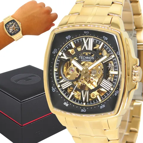 Relógio Masculino Dourado Technos Automático Prova Dágua Top