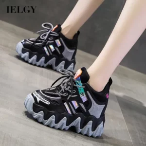IELGY Versão Coreana Combina Com Tudo Solado Grosso Estilo casual Simples Sapatos De Papai Coloridos Para Mulheres