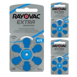 18 Baterias Pilhas Auditiva 675 PR44 Extra Advanced para aparelho auditivo Rayovac 3 Cartelas