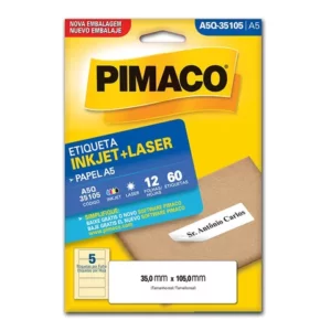 Etiqueta inkjetlaser A5Q35105 com 12 folhas Pimaco