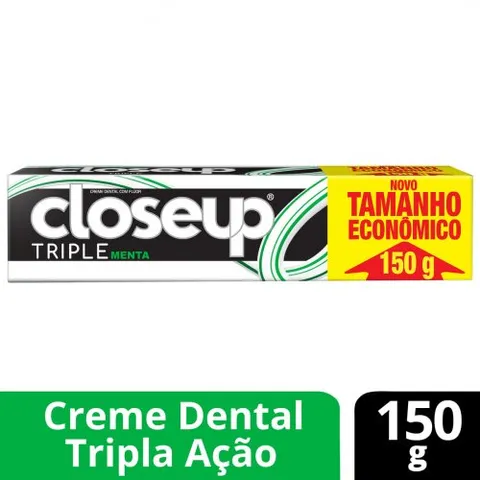 Creme Dental com Flúor e Cálcio Menta Triple 150g Closeup