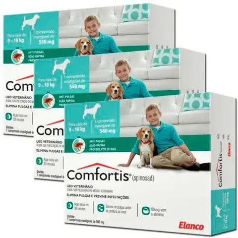 3 Comfortis 560mg C 1 Comprimido Antipulgas P Cães 9 18kg e Gatos 54 11Kg
