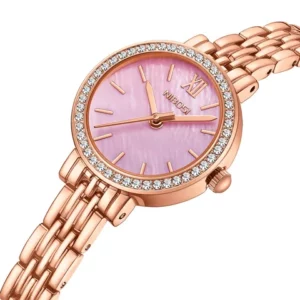 NIBOSI Relógio Feminino Moda Luxo Rhinestone Decorativo Rosa