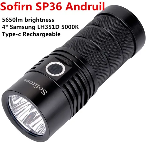 Sofirn SP36 BLF Anduril Flashlight 5650lm Sumsung 4x LH351D LEDs Torch Typec USB rechargrable Lamp 5000K 90CRI outdoor