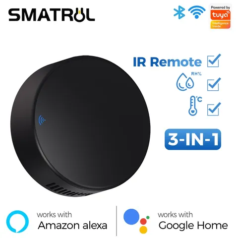 SMATRUL tuya Smart IR Controle Remoto Sensor De Umidade Temperatura Ar Condicionado Ventilador TV DVD Voice Alexa Google Live