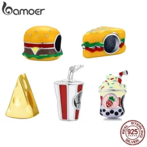 Bamoer Contas Fast Food Series 925 Acessórios De Moda De Prata Adequado Para Pulseiras Diy Scc2013X5