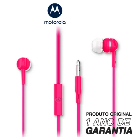 Fone De Ouvido com fio Original Motorola Earbuds 105 Anti Ruido Com Microfone Rosa