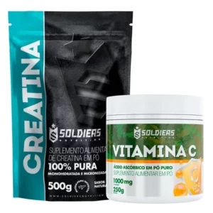 Kit Creatina Monohidratada 500g Vitamina C Em Pó 250g 100 Puro Importado Soldiers Nutrition