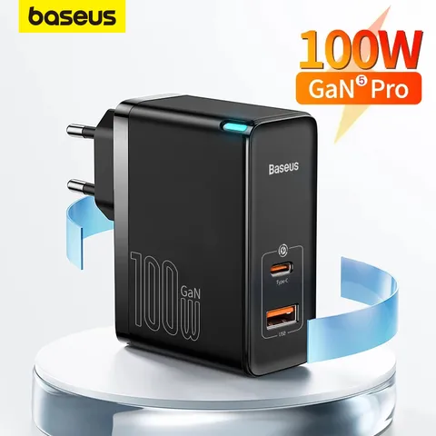 Baseus GaN5 Pro 100W USB Tipo C PD Carregador Rápido Para Smartphone MacBook