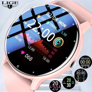 LIGE Homens Relógio Inteligente Full Touch Rastreador De Fitness Chamada Senhora Smartwatch
