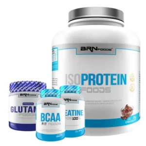 Kit Whey Protein Iso Protein Foods 2kg Creatina 100 Pura 100g BCAA 120 Caps Glutamina 250g BRNFOODS