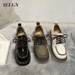 IELGY Fashion Pequenos Sapatos De Couro Com Dedo Do Pé Redondo Confortável