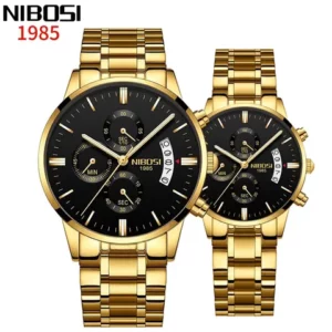 NIBOSI Luxury Lover kit Relógios Moda Aço Inoxidável Quartz Relógios Casal Vestidos Impermeáveis Relojes Hombre