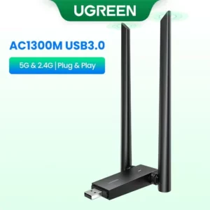 Adaptador WiFi UGREEN 1300M 650Mbps Antena De Alto Ganho USB Para PC Portátil De Mesa