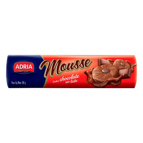 Biscoito Recheio Chocolate ao Leite Adria Mousse Pacote 130g