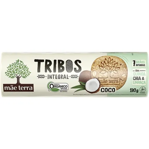 Biscoito Vegano Integral Orgânico Coco Mãe Terra Tribos Pacote 130g