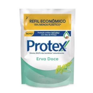 Sabonete Líquido Antibacteriano ErvaDoce Protex Sachê 200ml Refil Embalagem Econômica