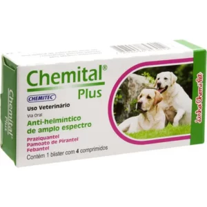 Chemital Plus Chemitec Vermífugo para Cães 4 Comprimidos