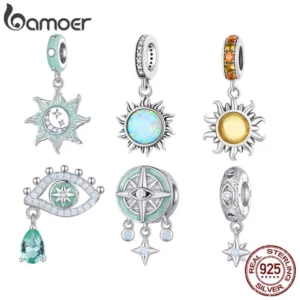 Bamoer 925 Sterling Silver Elegant Sun And Moon Pendant diy Gift Para Mulheres