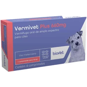 Vermivet Plus 660 mg Biovet Vermífugo para Cães 4 Comprimidos