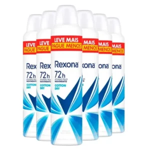 Kit Desodorante Aerosol Rexona Cotton Dry Azul 250ml 6 Unidades