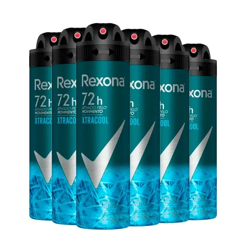 Kit Desodorante Aerosol Rexona Xtracool 150ml 6 Unidades