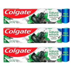 Kit 3 Creme Dental Colgate Extracts Carvão Ativado E Menta 140g