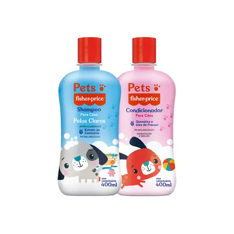 Kit Fisher Price Pets Shampoo Pelos Claros 400ml Condicionador 400ml