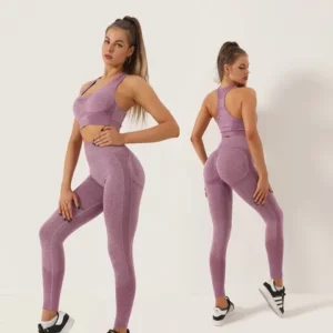 2 Pcs Leggings Sem Costura Pêssego Hip Bra Calças Terno Colete Dos Esportes Roupas Fitness Yoga Feminino