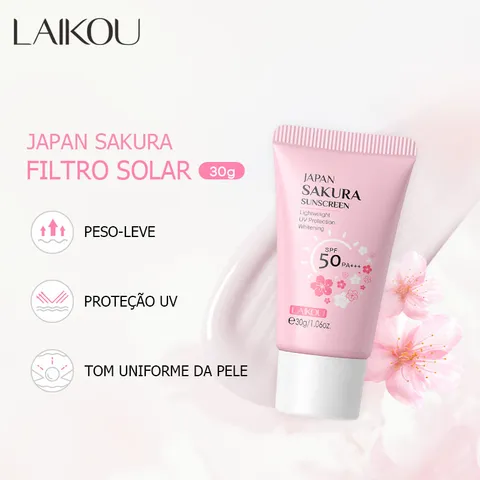 LAIKOU Sakura Protetor Solar Branqueador Proteção UV SPF50 PA Leve E Brilhante Tom De Pele 30g
