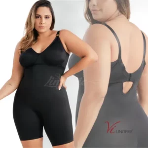 Body Modelador Macaquinho Tamanhos Plus Size com Reforco Frontal no Abdomen de Media Compressao