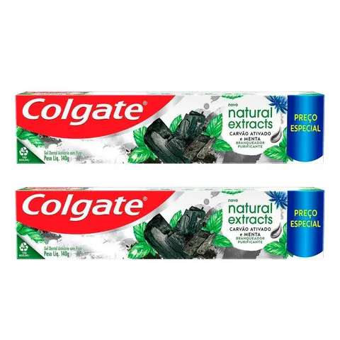 Kit 2 Creme Dental Colgate Extracts Carvão Ativado E Menta 140g