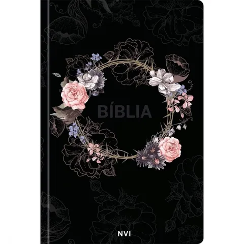 Biblia Sagrada Flores Preta NVI Letra Normal Capa Dura Soft Touch
