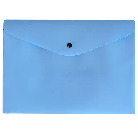 Envelope plástico com botão A4 Linho Serena azul pastel 0012BP Dello