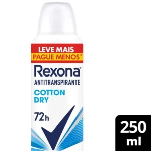 Desodorante Antitranspirante Aerosol Feminino Rexona Cotton Dry 72 horas 250ml