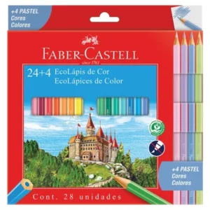 Lápis de cor 24 cores 4 cores pastel 1201244P FaberCastell