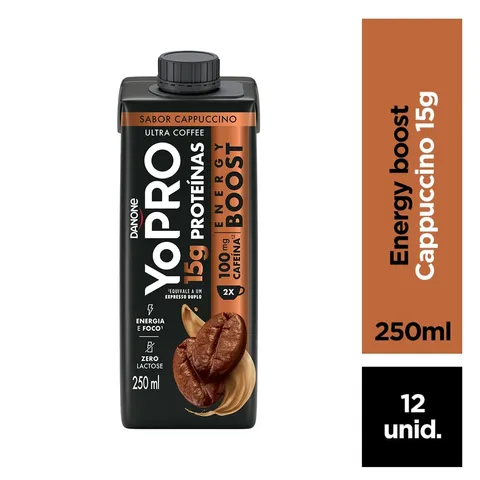 Pack 12 unidades YoPRO Energy Boost Cappucino 15g 250ml