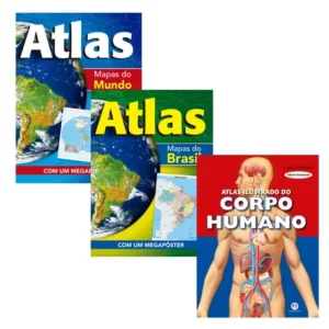 Kit Livros Atlas Corpo Humano e Geográfico