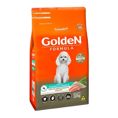 Ração Golden Formula Mini Bits para Cães Adultos de Pequeno Porte Sabor Frango e Arroz 3Kg