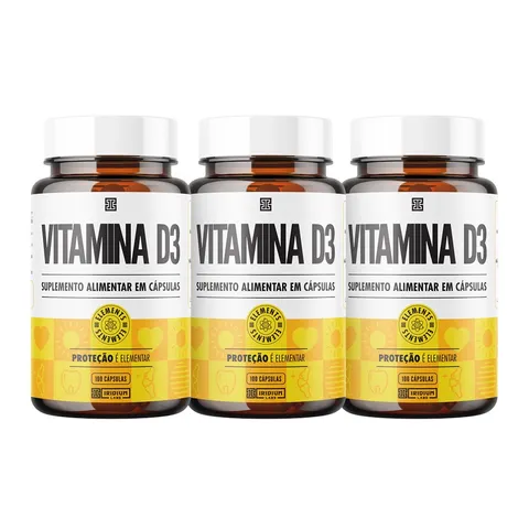 Kit 3x Vitamina D3 2000ui 100 cápsulas Iridium Elements