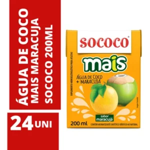 Água de Coco Mais Maracujá Sococo 200ml 24 Unidades