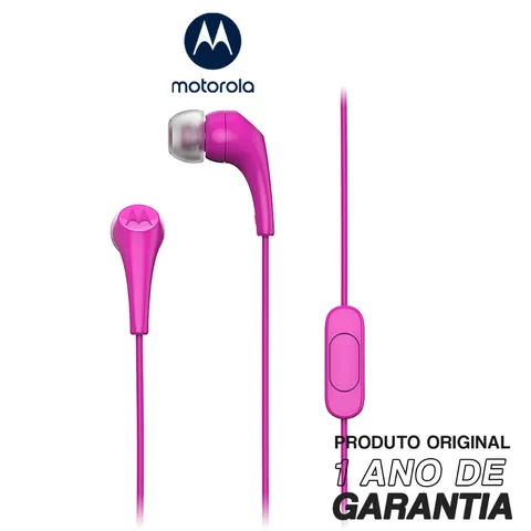 Fone De Ouvido Motorola Earbuds 2S com Microfone Rosa