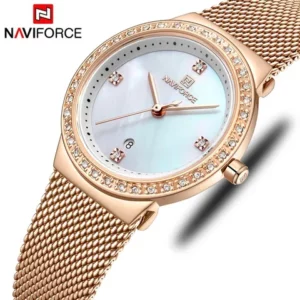 NAVIFORCE Mulheres Relógios Top Marca De Luxo Senhoras Relógio De Pulso De Aço Inoxidável Fashioin Pulseira Feminino 5005