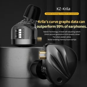 KZ Krila 1DD 1BA Fones De Ouvido IntraAuriculares Ajustáveis HiFi Com Fio 4 Níveis De Afinação E 16 Opções De Sintonia Cabo Destacável De 2 Pinos 35mm Plug Microfone