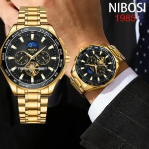 NIBOSI Novo Relógio Masculino De Luxo De Quartzo De Aço Inoxidável Glow
