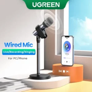 Microfone Com Fio UGREEN Singing Gravação Ao Vivo Cabo De Áudio De 35 Mm Portátil Para Jogos De Telefone PC Sistema De Karaoke Home