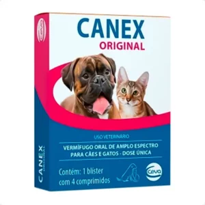 Canex Original Ceva Vermífugo Oral para Cães e Gatos 4 Comprimidos