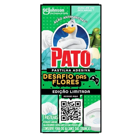 Detergente Sanitário Pato Desafio das Flores Pastilha Adesiva 3un